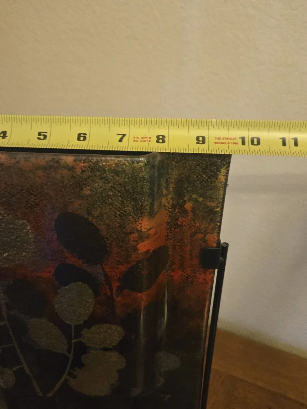 Decorative Fused Art Glass Vase With Metal Frame.gold And Earth Tones